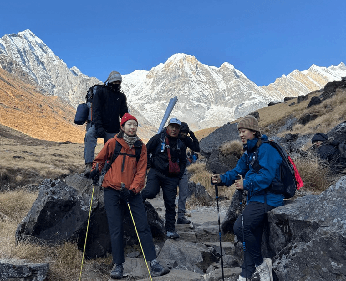 Trekkers returning from Annapurna Base Camp after completing the trek